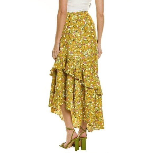 Ted Baker Odissa Skirt Floral Asymmetric Tiered Ruffle Midi NWOT US 14 - Picture 3 of 12